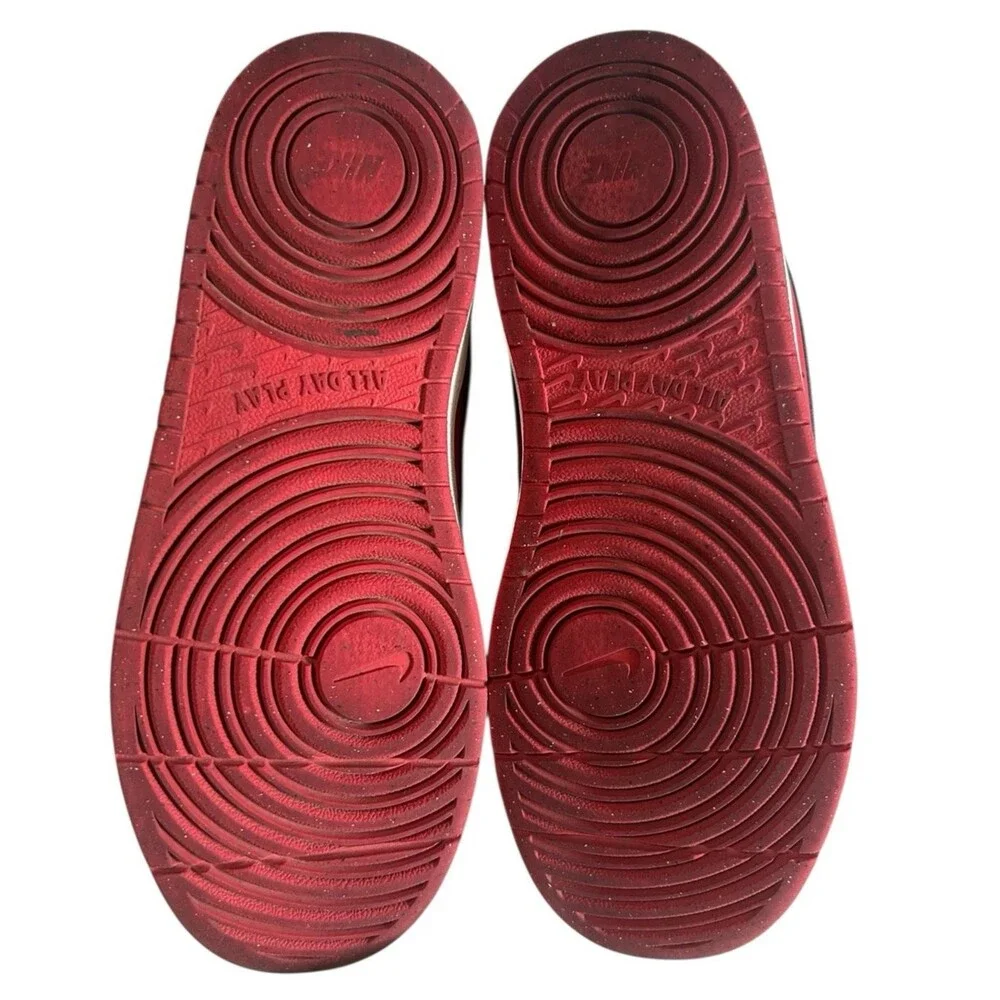 Nike Boys Court Borough Mid 2 CD7782-602 Leather Red Basketball Sneakers 5Y